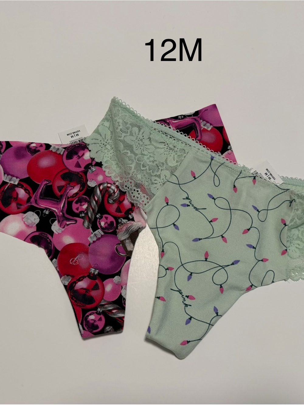 Light Green and Pink Holiday Print Thong - Pack of 2